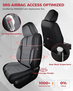 FREESOO Black Gray Car Seat Covers Full Set - Faux Nappa Leather Seat Covers for Cars, with Front Seatbelt Pads, Luxury Water