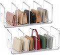 YAGELI Clear Acrylic Purse Organizer for Closet, 3-4 Section Desk File Sorter, 2.95" Wide Slots for Clutches, Handbags, Binde