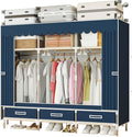 Portable Wardrobe Closet Durable and Easy to Assemble Heavy Duty Clothes Rack with Non-Woven Cover Fabric Best for Bedroom an