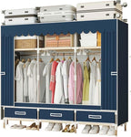Portable Wardrobe Closet Durable and Easy to Assemble Heavy Duty Clothes Rack with Non-Woven Cover Fabric Best for Bedroom an