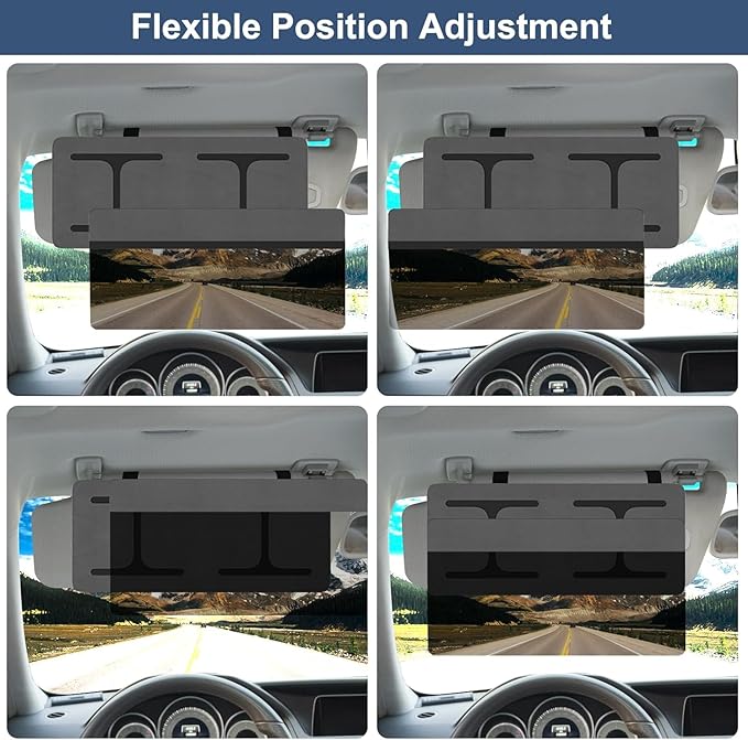 Car Visor Extender Sun Bblocker，Upgraded UV400 Car Sun Visor Extension with PC Lens and Side Sunshade,Filter UV，Safe Ddriving.Universal for SUV, Family Automotive, Gray