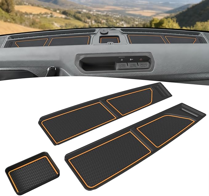Auovo Dash Cover Tray Compatible with Ford Bronco Accessories 2024 2025 2026 Anti-Slip Silicone Car Dashboard Compartments Ma