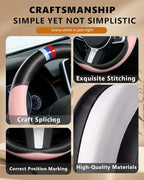 Customized Auto Car Steering Wheel Cover for BMW X1 X2 X3 X4 X5 X6 X7 i3 i4 i5 i8 535i 740Li 335i M3 M4 M5 Z1 Z3 Z4 Z5 (Pink)