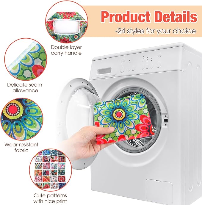 Eccliy 24 Pieces Reusable Grocery Bags Polyester Shopping Bags for Groceries Multi Colors Reusable Foldable Shopping Tote(Plants Style)