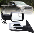 Right Passenger Side Mirror Compatible With 2019 2020 2021 2022 2023 2024 2025 2026 Ram 1500 With Power Folding Power Glass Heated Turn Signal Puddle Light Chrome Replace#68276500AH(8+2Pins)
