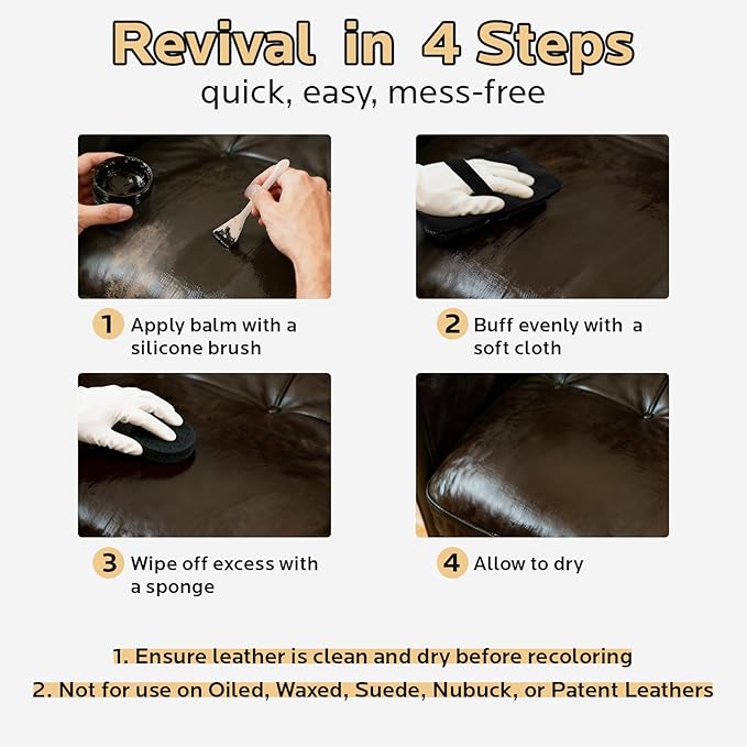 Brown Leather Recoloring Balm: Leather Color Restorer Conditioner, Leather Repair Kits for Vinyl Furniture Sofa Car Seats Sho