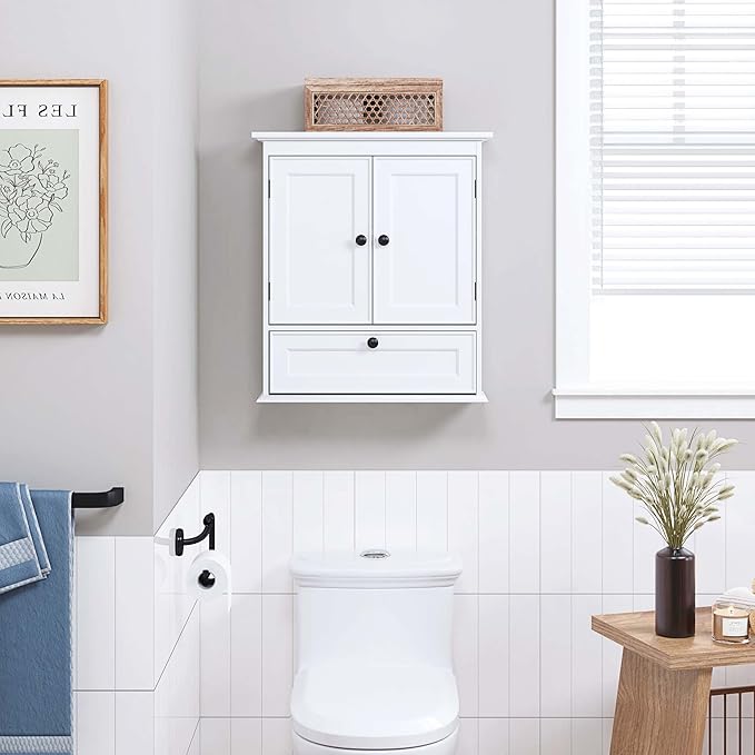 Spirich Bathroom Cabinet Wall Mounted, Small Bathroom Wall Cabinet Over Toilet, Medicine Cabinet Organizer with Doors and Adj