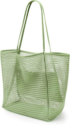 KALIDI BeachNylon Mesh Tote Bag, Casual Tote Bag Hobo Women Foldable MAX 23L Shoulder Bag For Beach Picnic Vacation