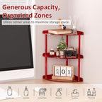 Sezanrpt 3 Tier Acrylic Corner Shelf Organizer Storage 9.5x9.5x15.7 Inch, Red Countertop Corner Shelf for Bathroom, Kitchen, 