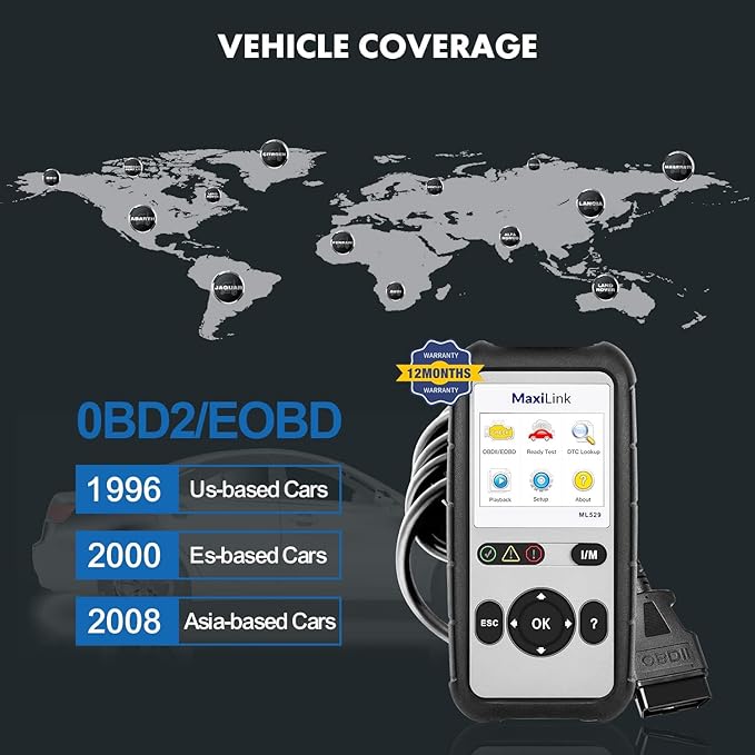 Autel OBD2 Scanner ML529 Code Reader, OBD2 Code Scanner with Lifetime Software Update, AutoVIN for Quick DTC, Turning Off