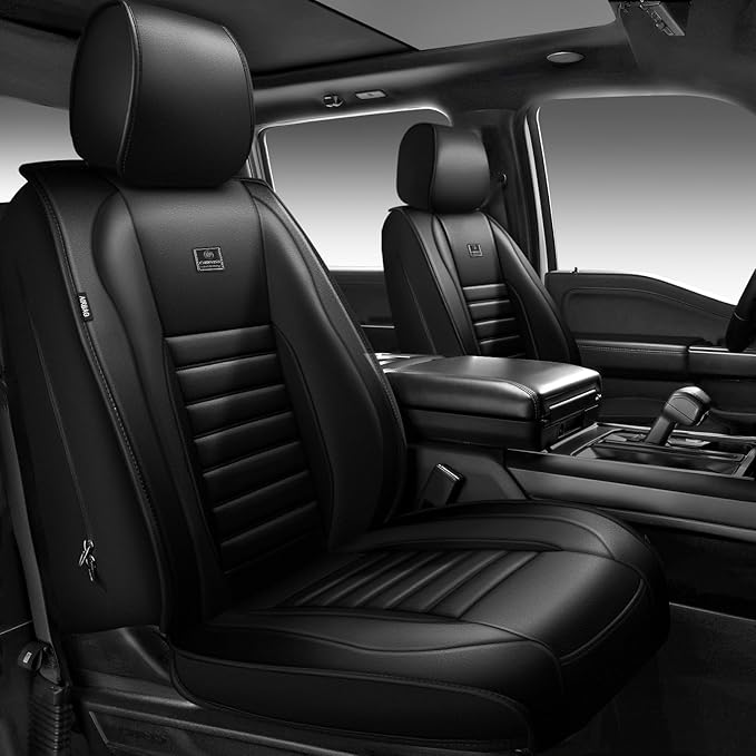 CAR PASS Nappa Leather Car Seat Covers Full Set, Luxury Seat Protector for Cars, Waterproof Anti-Slip Car Seat Cushion Armres