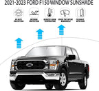 D-Lumina Windshield Sun Shade for Fo-rd F-150 2021-2025 F150 Crew Cab 4 Door Accessories, Front and Side Window Shades Sun Visor Protector Block UV Rays, Foldable 2 Layers 210T Material Pack of 5