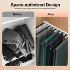 Pull Out Trousers Rack 9 Arms Closet Pants Hanger Bar Stainless Steel Rail Extendable Trousers Hanger for Clothes Towel Scarf