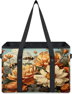 Reusable Grocery Bags Heavy Duty Shopping Bags Foldable Large Tote Bags with Long Handles & Hard Bottom