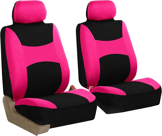 FH Group Front Set Cloth Car Seat Covers for Low Back Car Seats with Removable Headrest, Airbag Compatible Universal Fit Seat