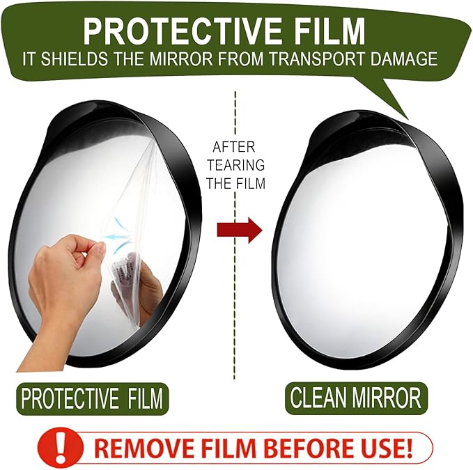 2PCS 12 Inch Security Mirror - Acrylic Convex Mirror with Adjustable Wide Angle View for Blind Spot Detection, Ideal for Gara