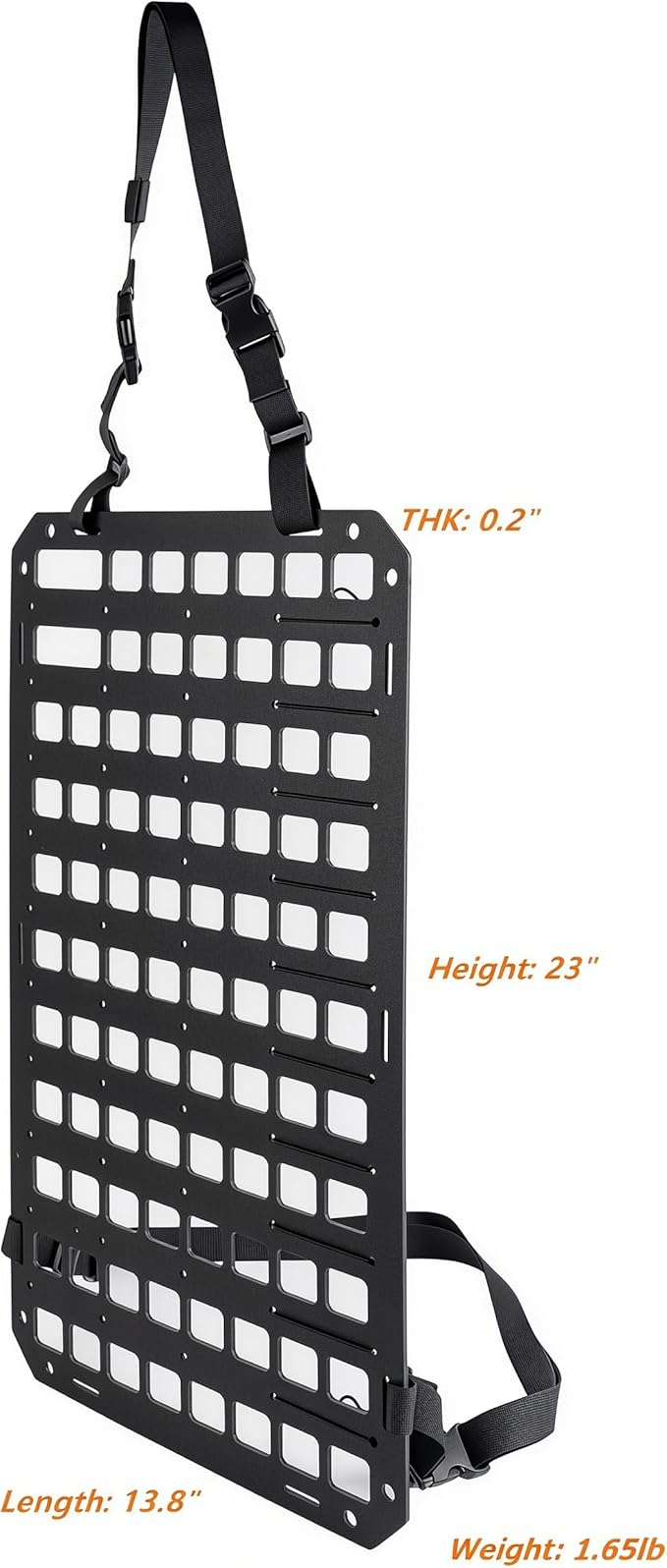 TACNEX Rigid MOLLE Panel for Car Seat Back Organizer Vehicle EDC Tactical Gear Holder Pouch Holster Mount Rack Modular Storage Plate Auto Interior Accessories for Truck Pickup SUV Van
