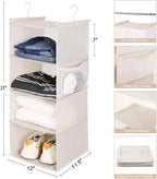 MAX Houser 4 Tier Shelf Hanging Closet Organizer, Space Saver,Closet Hanging Shelf with 2 Sturdy Hooks for Storage, Foldable 