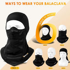 AstroAI 47.2" Ice Scrapers & Ski Mask Balaclava for Cold Weather Black