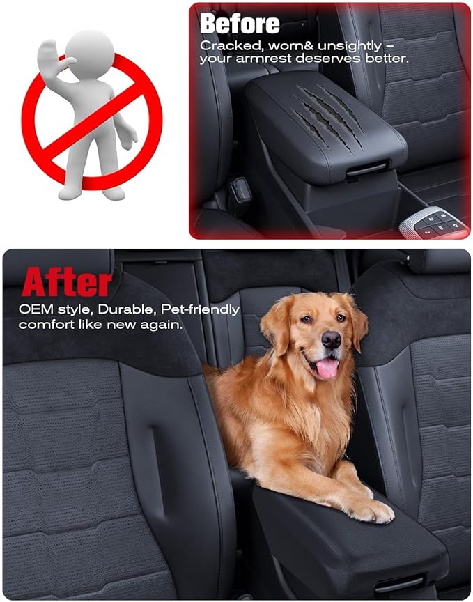 for 2023-2026 Kia Sportage 2-in-1 Silicone Center Console Armrest Cover& Armrest Hidden Privacy Tray - [OEM Design& Friendly Liquid Silicone Rubber] - Thin Black