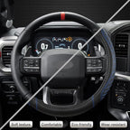 West Llama Customized Auto Car Steering Wheel Cover for Ford F-150, F-250, F-350, Expedition(Diamond Quilted - Black+Blue)