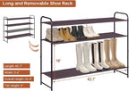 KIMBORA 4 Tier Long Shoe Rack for Closet, Wide Shoe Storage Organizer Stackable Sneaker Shelf for Floor, Bedroom 30 Pairs (Br
