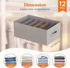 Lifewit Wardrobe Clothes Organizer 12 Pack, Large Size 6 Grids Closet Jean Storage Bins with Handles and Support Boards, Fold