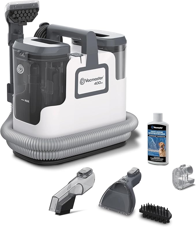 Vacmaster 400 Series Portable Carpet & Upholstery Spot Cleaner Machine, 15Kpa Power Suction with Versatile Tools for Pets, Ar