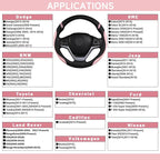 Cxtiy Pickup Truck Steering Wheel Cover – Sproty Fahsion Premium Leather Universal Non-Slip Steering Wheel Grip Set for Women