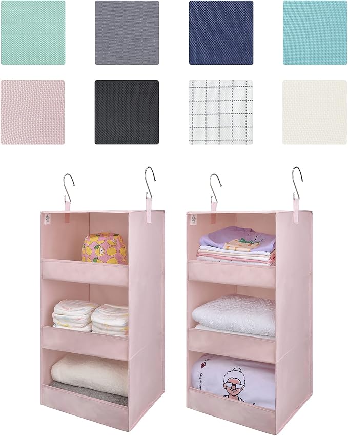 GRANNY SAYS 3 Shelf Hanging Closet Organizers and Storage, Collapsible Closet Storage Organizer with 2 Metal Hooks, Leak-Proo