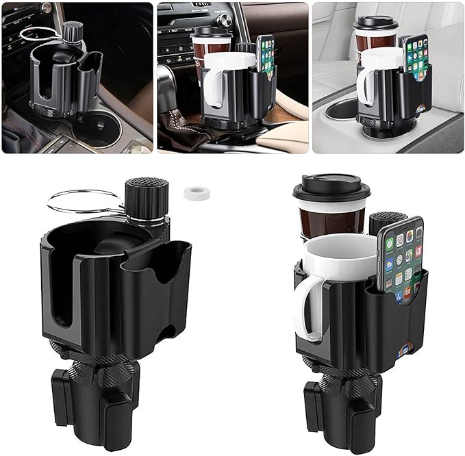 Car Cup Holder Expander Adapter for Large Water Cups,2 Drink Bottles,Cup Coffee Bottles,NATGIC 4-in-1 Cup Holders Expander fo