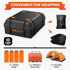 Car Roof Bag Rooftop Cargo Carrier Bag Waterproof 15 Cubic feet,Roof Rack for car Includes Anti-Slip Mat, 4 Door Hooks, Waterproof Zipper Buckle for All Cars with/Without Rack