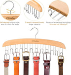 Belt Hanger Organizer for Closet: Ohuhu 2 Pack 12 Hooks Max 36 Belts Tie Rack Wooden Belt Holder for Storage 360 Degree Rotat