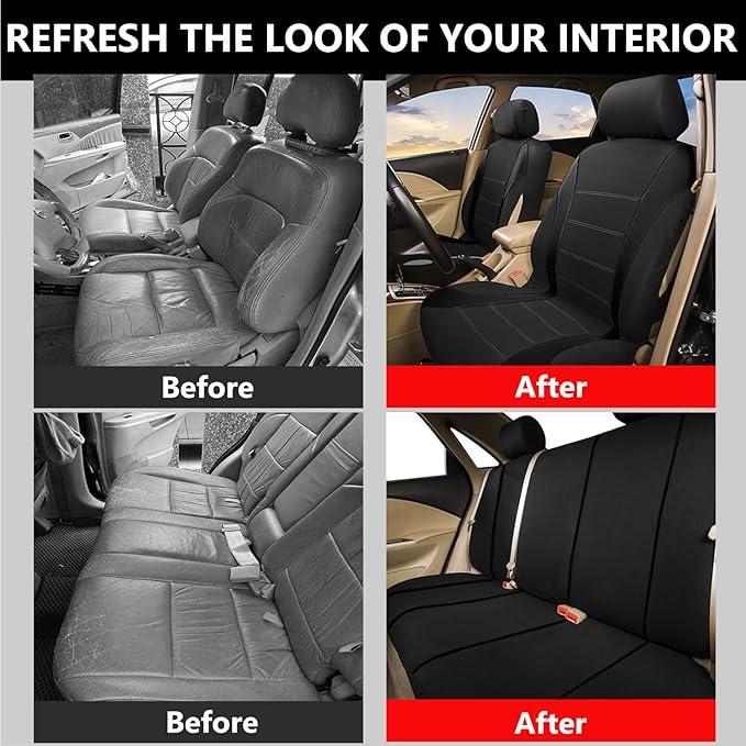 Foneso Car Seat Covers, 100% Breathable with Composite Sponge Inside, Airbag Compatible Universal Fit Accessories Auto for Ca