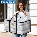 RoomHacks Clear Heavy Duty Extra Large Moving Bags, Reinforced Handle and Double Zipper, Storage Bags Alternative to Moving B