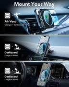 ESR for 15W MagSafe Car Mount Charger, MagSafe Car Charger, Air Vent/Dashboard Magnetic Wireless Phone Holder Mount for iPhone 17e/17/16/15/14/13/12, Galaxy S26/S25, Pixel 10, Fast Charging