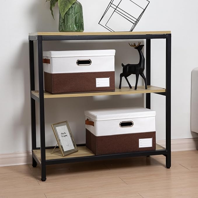 PRANDOM Foldable Storage Bins with Lids [3-Pack] Fabric Collapsible Storage Boxes Baskets Cubes Containers with Handles for C