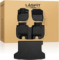 LASFIT Floor Mats & Cargo Mat for Honda HRV 2016-2022 (AWD Model), All Weather TPE Custom Fit HR-V Floor Liner Accessories, 1st & 2nd Row & Trunk Mat Full Set, Black (Not for FWD)