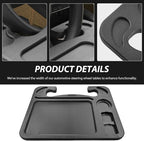 4 in 1 Car Steering Wheel Tray, Multipurpose Steering Wheel Desk with Cup & Dual Sauce Dip Holder, Spacious Car Food Tray with Tablet Slot for Eating Drinking Working