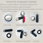 Premium Adjustable Computer Monitor Rear View Mirror，Desk Blindspot Office Cubicle to See Behind You，Stick-on Convex Mirror with Bracket for Personal Safety or Privacy Decor Accessories (Black)