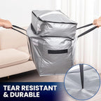TAILI 2 Tier Extra Large Moving Bags, 2 Pack Silver Heavy Duty Totes for Storage with Visible Window, Wrap Around Handles, St