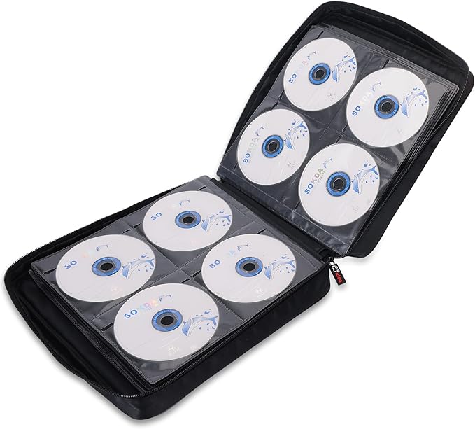 CCidea 200 Capacity CD/DVD Case Holder Portable Wallet Disc Storage Binder Nylon CD Bag for Car, Home, Travel Carrying Protector Organizer (200-Black)