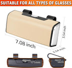 Car Sunglasses Holder for Sun Visor, Button Leather Eyeglass Hanger and Interior Storage Box
