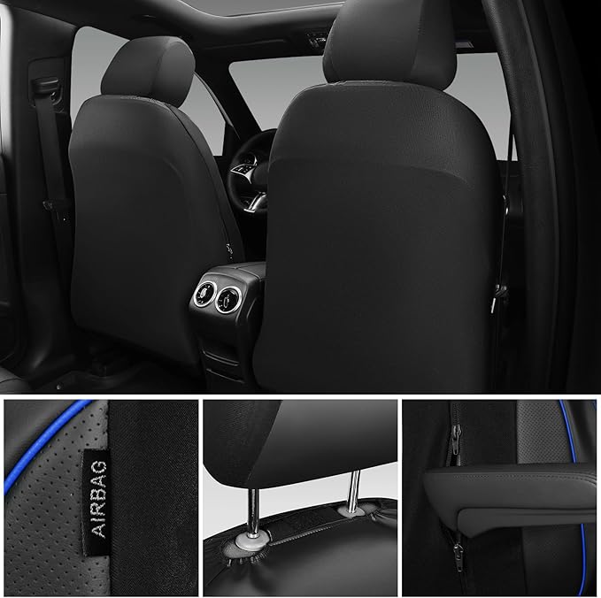 CAR PASS 3D Foam PU Leather Car Seat Covers, Universal Seat Covers Front 2 for Trucks SUV Sedan Automotive Seat Covers Armres