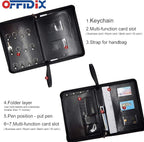 Leather Zippered Key Case,Key Organizer 12-Key Hooks Portable Key Cabinet Document Organizer Business Card Holder Tablet Slee