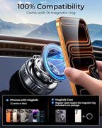 Magnetic Phone Holder for Car 2026 Heavy Duty Model [All Metal] 360° Adjustable Vacuum Suction Car Magsafe Phone Mount Cell Phone Holders for Your Car for iPhone 17 16 Pro Max 15 14 13 12 Plus