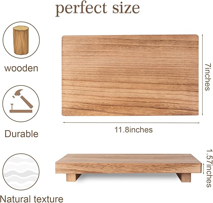 zoocatia Small Wood Tray Pedestal Stand Farmhouse Bathroom Decor Decorative Wooden Riser Kitchen Soap Dish Holder for Vanity,