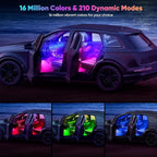 5 in 1 Acrylic LED Lights for Car, RGB Ambient Lighting Car LED Lights Interior with 16 Million Colors, Music Sync,App & USB & Remote Control Interior Car Lights for Dashboard Decorations.
