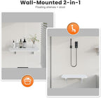 Foldable Floating Wall Shelves 16 inch, Bathroom Shelves Wall Mounted,12" Deep Wood Floating Kitchen shelves,Easy to Install 
