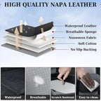 Coverado Seat Covers, Car Seat Covers Front Seats, Waterproof Nappa Leather Auto Seat Cover with Lumbar Head Pillow, Black Gr